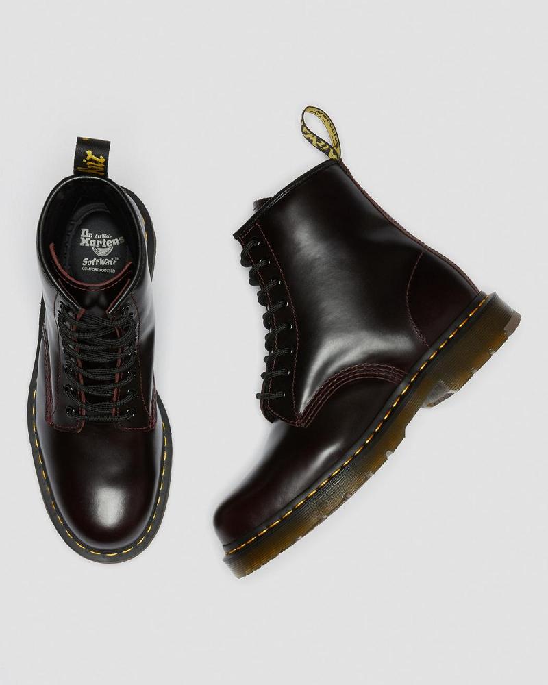 Men's Dr Martens 1460 Slip Resistant Atlas Leather Work Boots Burgundy | AU 646JPQ